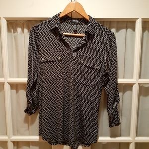 Jones New York black printed top